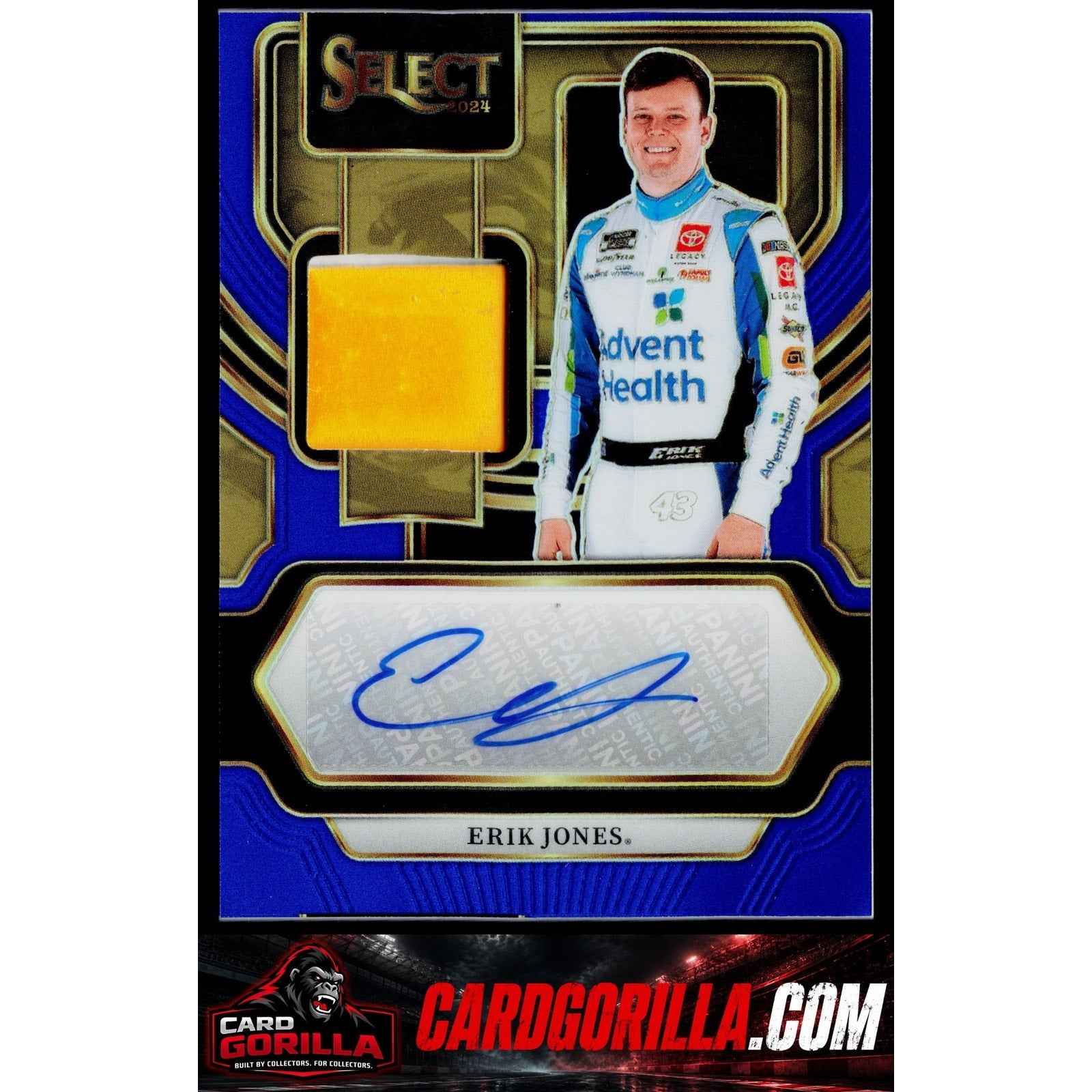 2024 Panini Select #AM-EJS Erik Jones Autographed Memorabilia Blue Prizms #/35