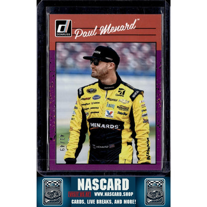 2023 Donruss #198 Paul Menard Purple #/49 - NASCARD.shop