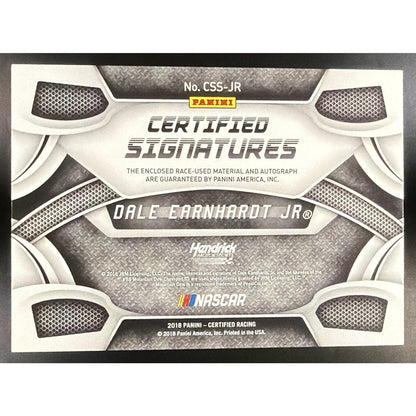 2018 Panini Certified Dale Earnhardt Jr. #CSS-JR Signature Swatches Gold /25