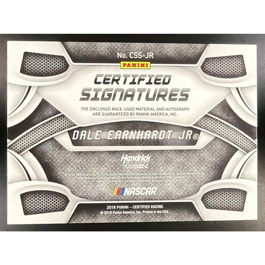 2018 Panini Certified Dale Earnhardt Jr. #CSS-JR Signature Swatches Gold /25