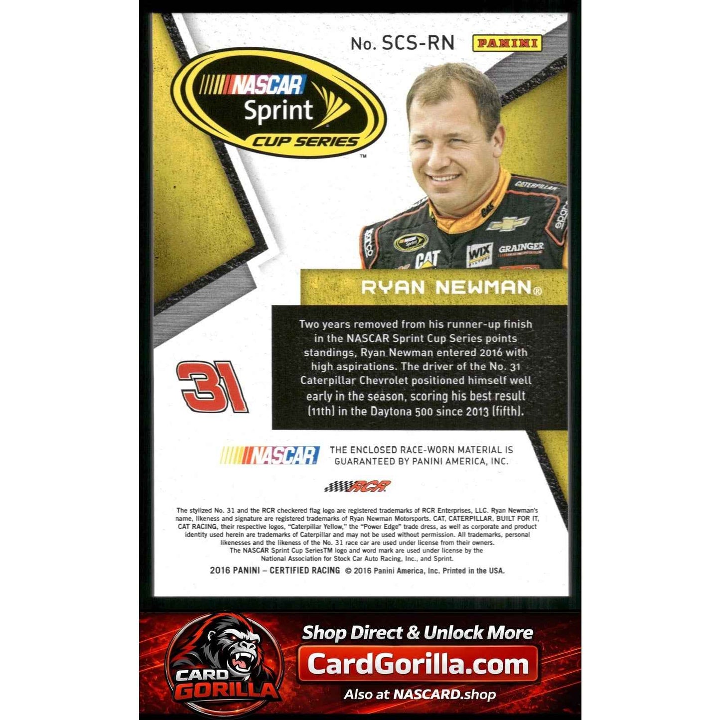 2016 Panini Certified Ryan Newman Sprint Cup Swatches Dual Mirror Red #/75