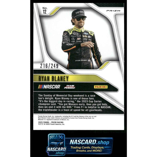 2025 Panini Prizm #12 Ryan Blaney Red #/249