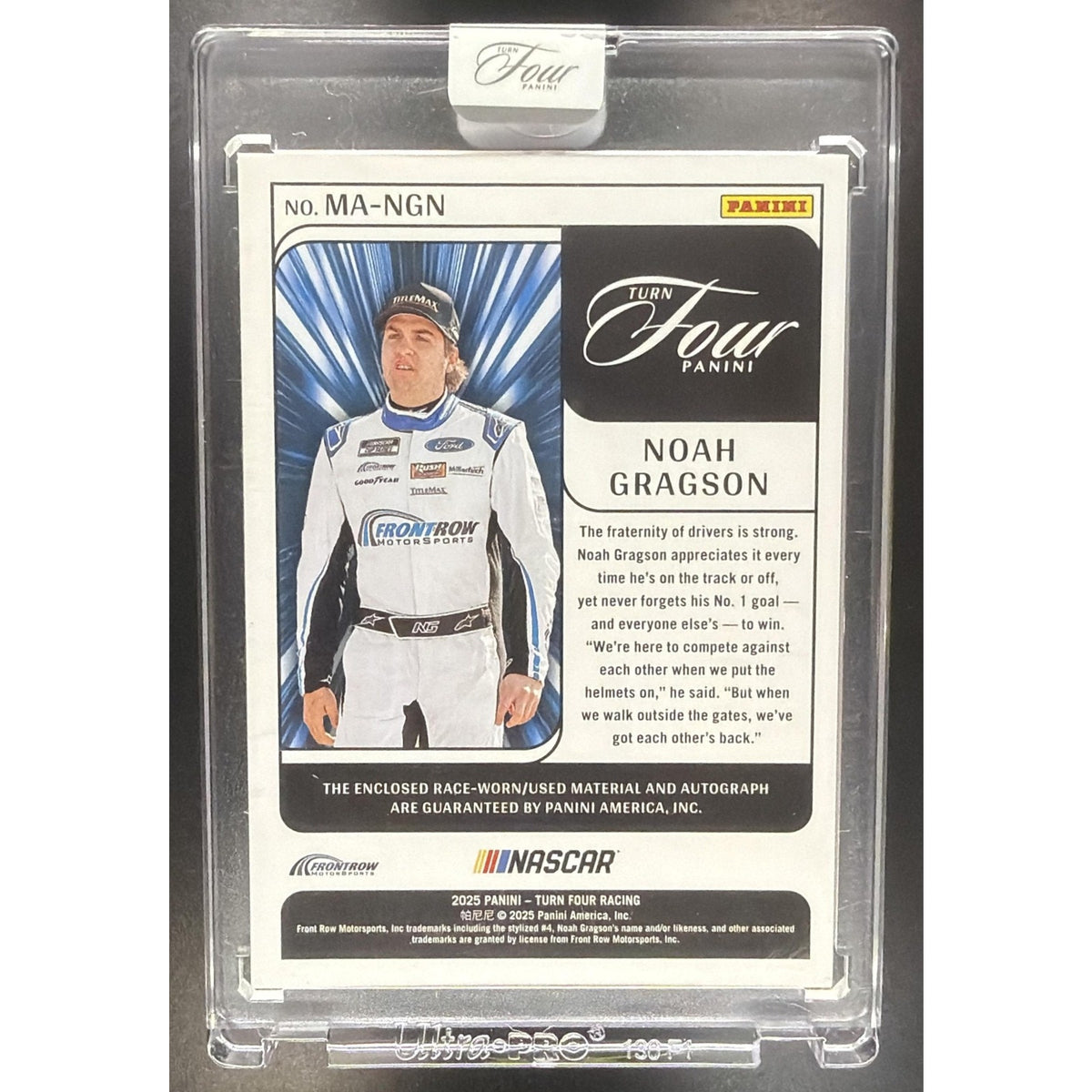 2025 Panini Turn Four NASCAR Noah Gragson #MA-NGN Memorabilia Auto 8/75