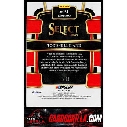 2024 Panini Select #34 Todd Gilliland White Prizms #/99
