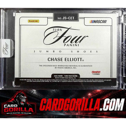 2025 Panini Turn Four #JS-CET Chase Elliott Jumbo Shoes Gold #/5 Alpinestars