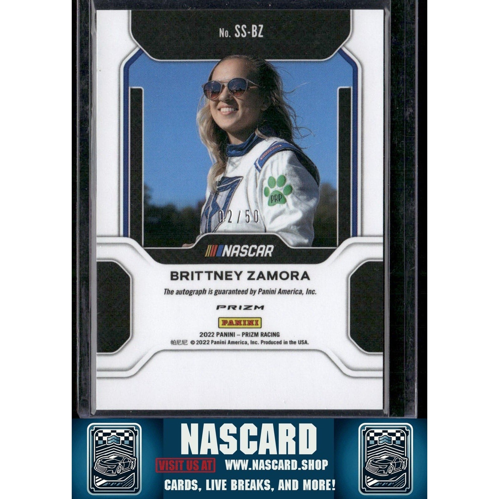 2022 Prizm Brittney Zamora Spotlight Signatures Hyper Prizm Purple Yellow /50 - NASCARD.shop