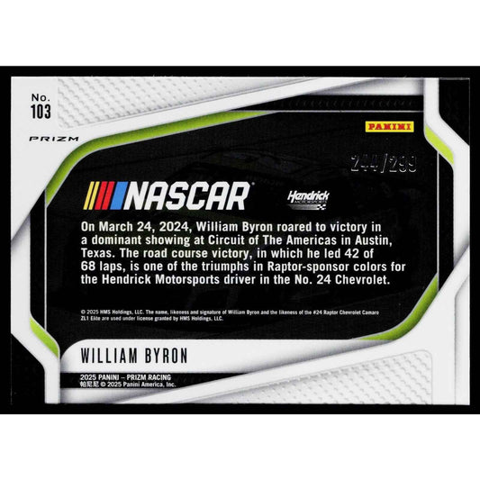 2025 Panini Prizm #103 William Byron Pulsar #/299
