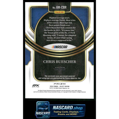 2024 Panini Select Chris Buescher Autographed Memorabilia Blue Prizms #/35