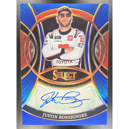 2026 Panini Select NASCAR Justin Bonsignore #S-JBR Signatures Blue Prizms /99