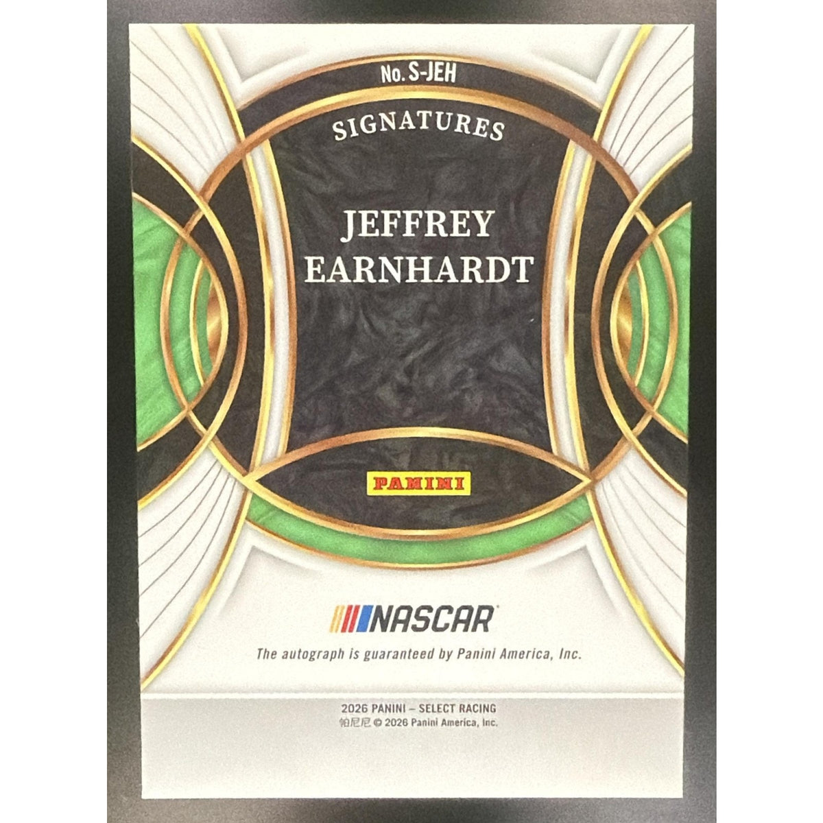 2026 Panini Select NASCAR Jeffrey Earnhardt #S-JEH Signatures Auto
