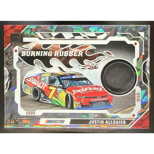 2025 Panini Donruss NASCAR Justin Allgaier Burning Rubber Materials Orange Ice