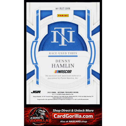 2025 Panini National Treasures #RUT-DHN Denny Hamlin Race Used Tires Blue #/75