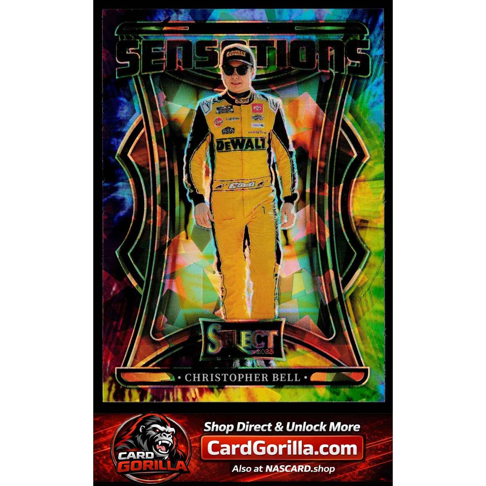 2025 Panini Select #5 Christopher Bell Sensations Tie-Dye Ice Prizms #/25
