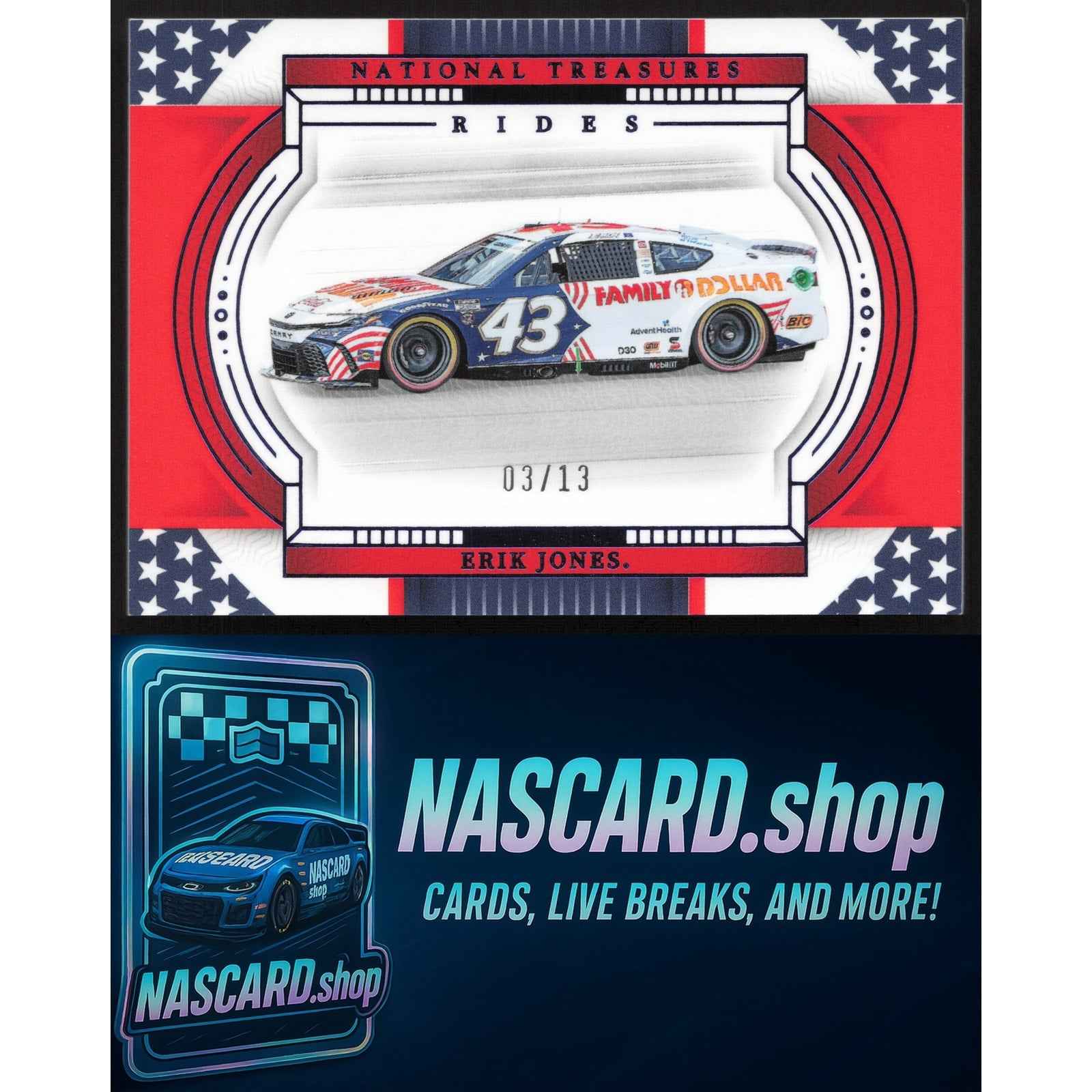 2024 Panini National Treasures #64 Erik Jones Stars And Stripes #/13