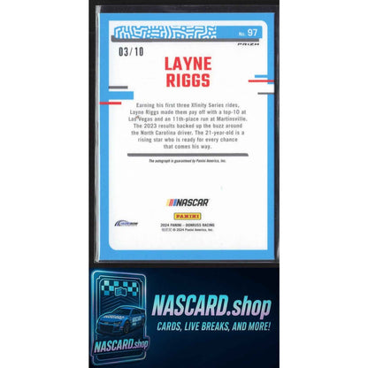 2024 Donruss #97 Layne Riggs Optic Signatures Rated Rookie Gold #/10
