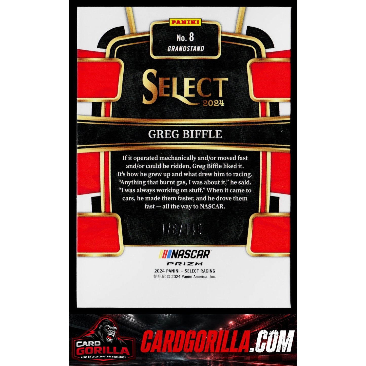 2024 Panini Select #8 Greg Biffle Red Prizms #/149