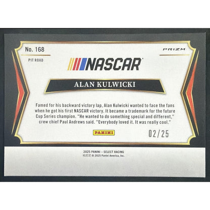 2025 Panini Select Alan Kulwicki #168 Pit Road Tie-Dye Prizm 2/25