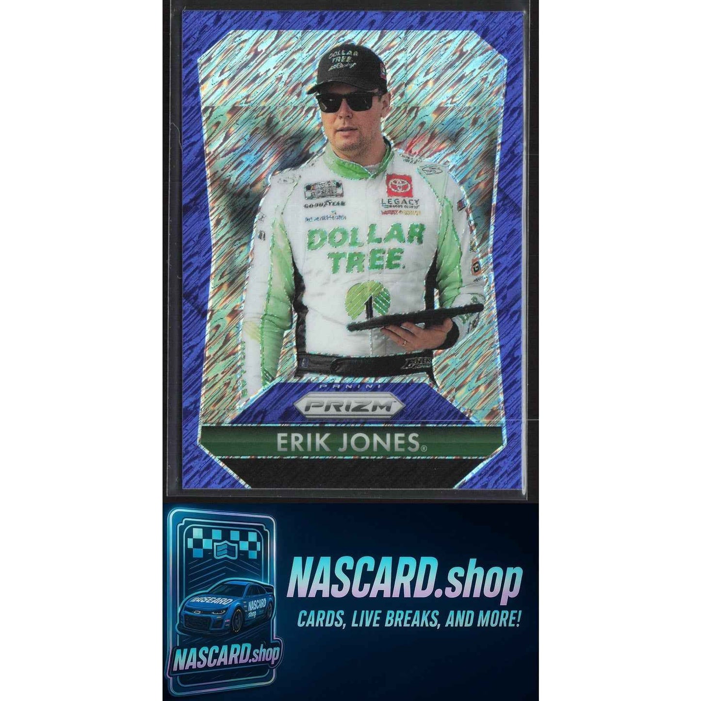 2025 Panini Prizm #190 Erik Jones Thowback FOTL Blue Shimmer #/10
