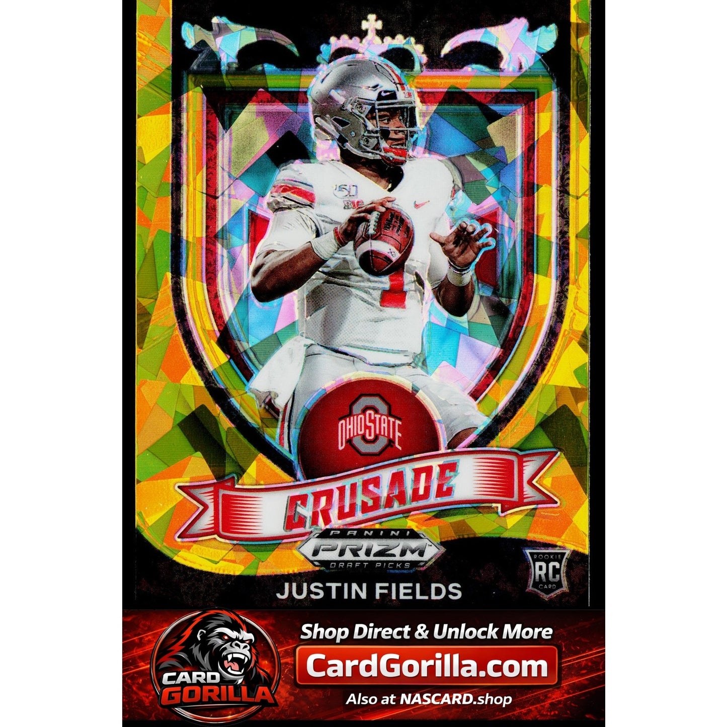 2021 Panini Prizm Draft Picks Collegiate #163 Justin Fields Gold Ice