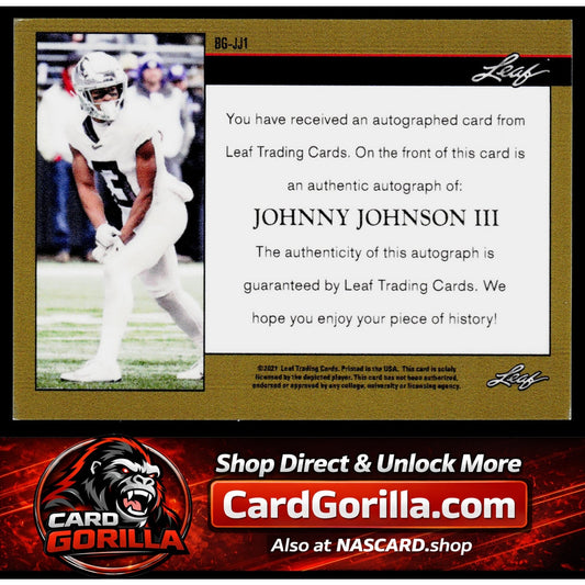 2021 Leaf Memories - 1992 Base Autographs Bronze #BG-JJ1 Johnny Johnson III #/99
