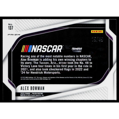 2025 Panini Prizm #137 Alex Bowman Carolina Blue #/49