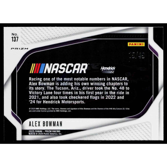 2025 Panini Prizm #137 Alex Bowman Carolina Blue #/49
