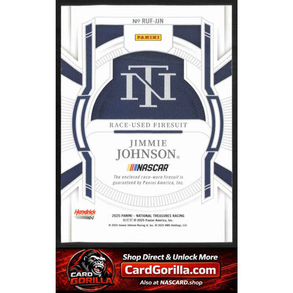 2025 Panini National Treasures #RUF-JJN Jimmie Johnson Race Used Firesuit #/99