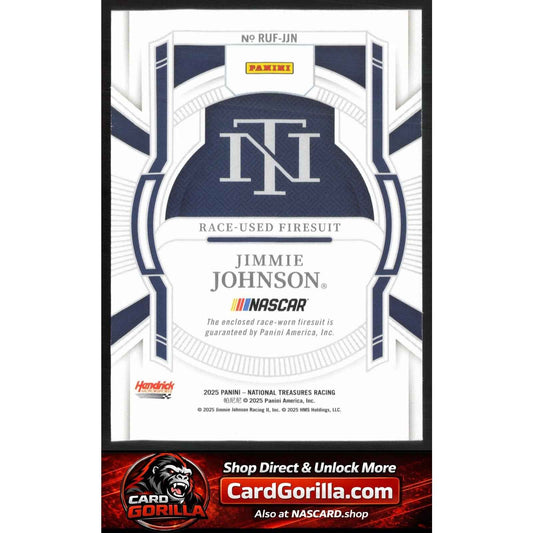 2025 Panini National Treasures #RUF-JJN Jimmie Johnson Race Used Firesuit #/99