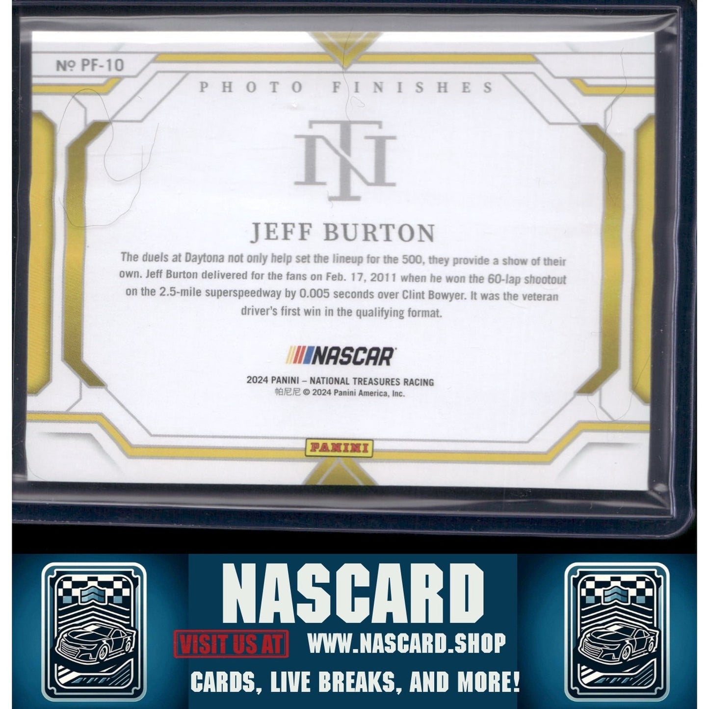 2024 Panini National Treasures #PF-10 Jeff Burton Photo Finishes Green #/5 - NASCARD.shop