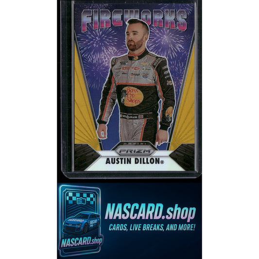 2020 Panini Prizm #F3 Austin Dillon Fireworks Gold Prizm #01/10 - NASCARD.shop