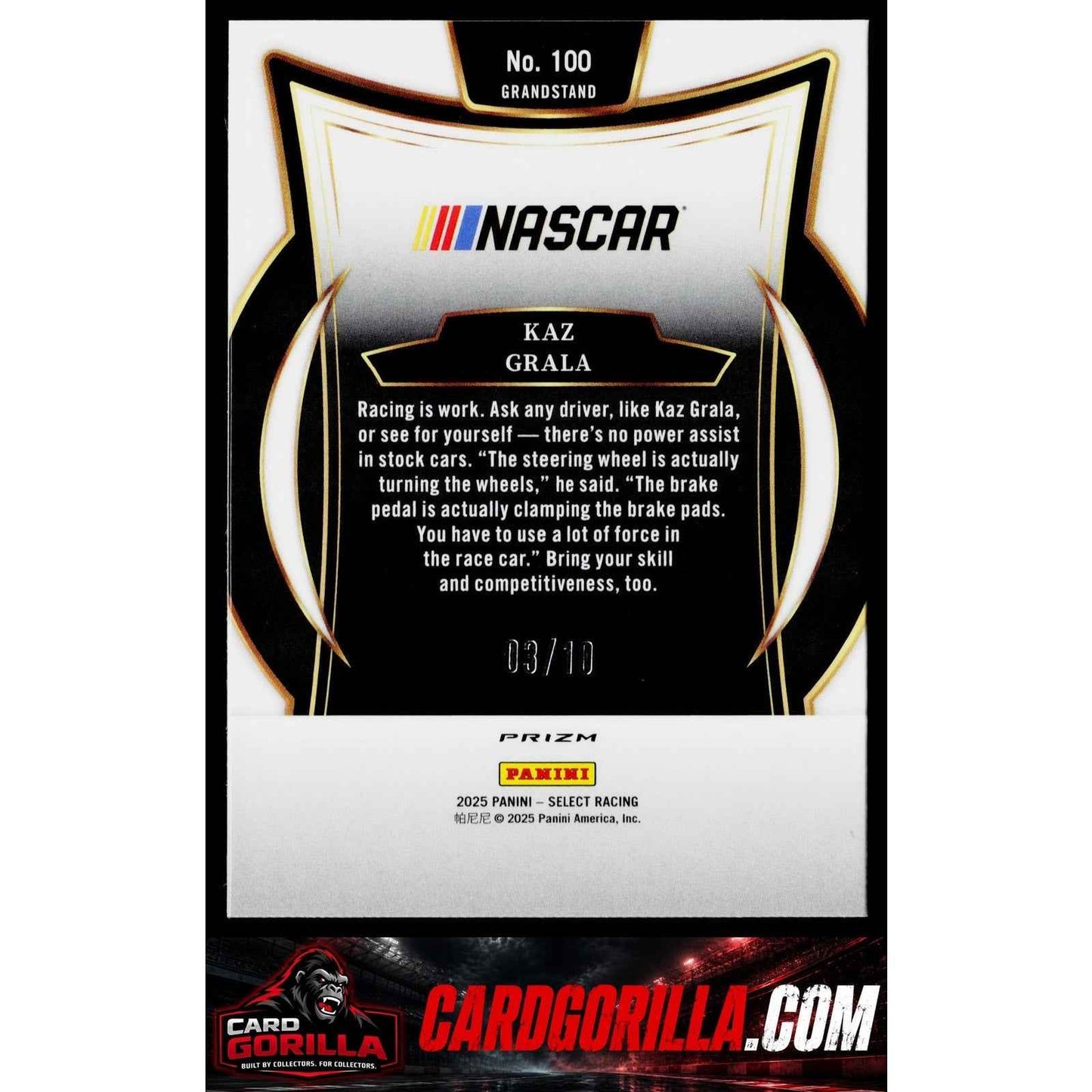 2025 Panini Select #100 Kaz Grala Gold Prizms #/10