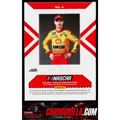 2023 Panini Chronicles #6 Joey Logano Cornerstones Materials Signatures #/99