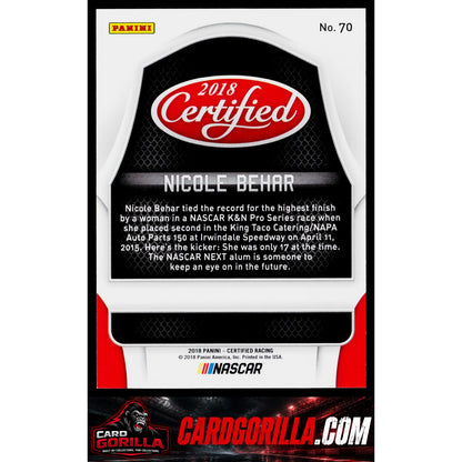 2018 Panini Certified #70 Nicole Behar Blue #/99