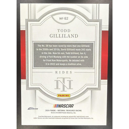 2024 Panini National Treasures Todd Gilliland #62 Rides 2/49