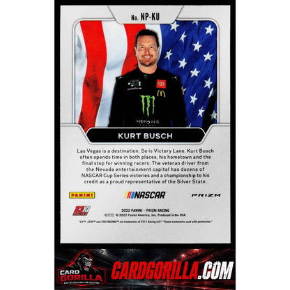2022 Panini Prizm #NP-KU Kurt Busch National Pride White Sparkle Prizm