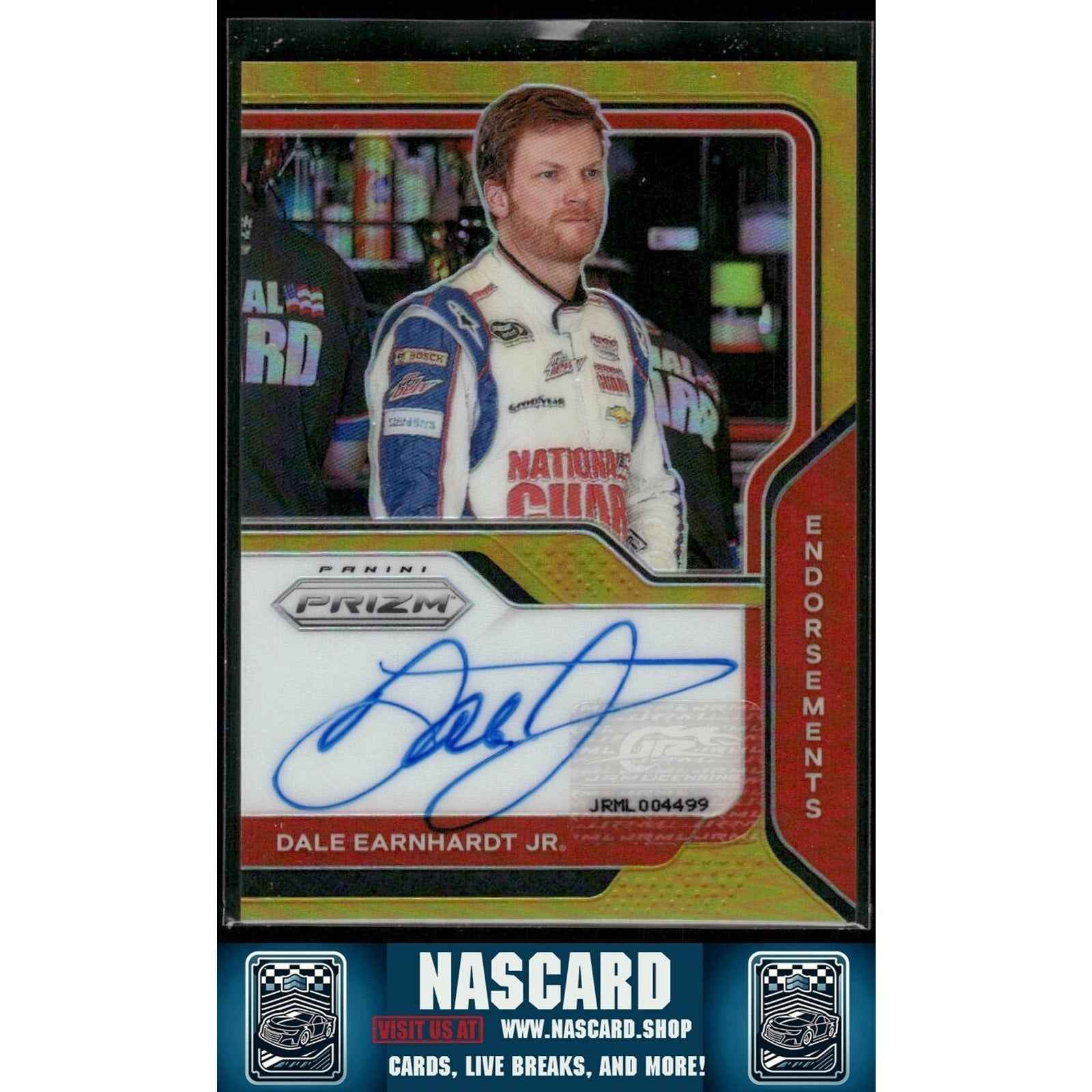 2021 Panini Prizm - Endorsements Dale Earnhardt Jr. #E-JR Gold Prizm 10/10 (AU) - NASCARD.shop