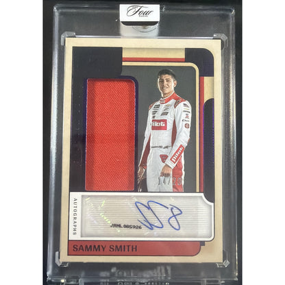 2026 Panini Turn Four Racing Sammy Smith Jumbo Memorabilia Auto Purple /20 MEM