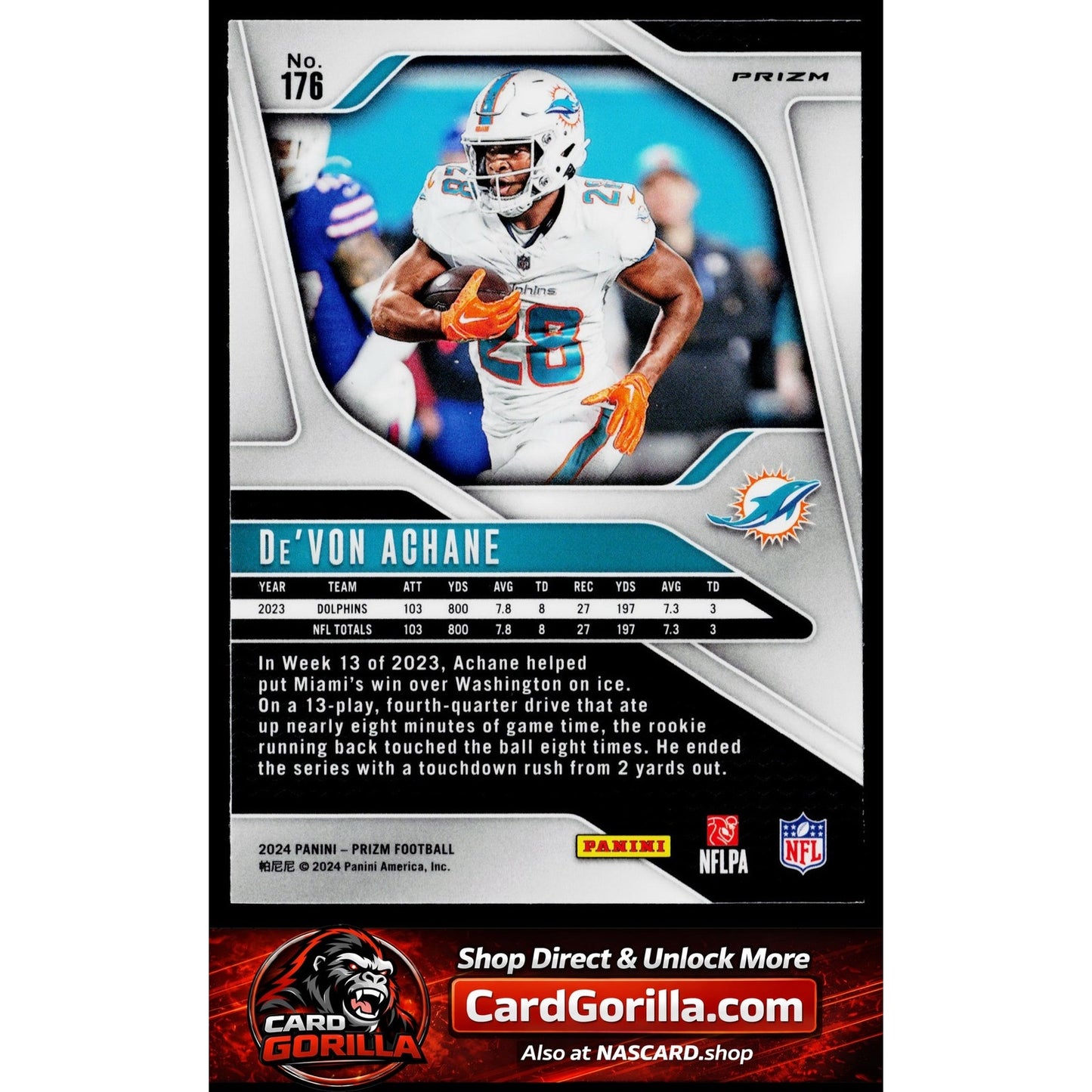 2024 Panini Prizm #176 De'Von Achane Pink