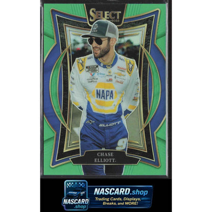 2025 Panini Select #90 Chase Elliott Neon Green Prizms #/75