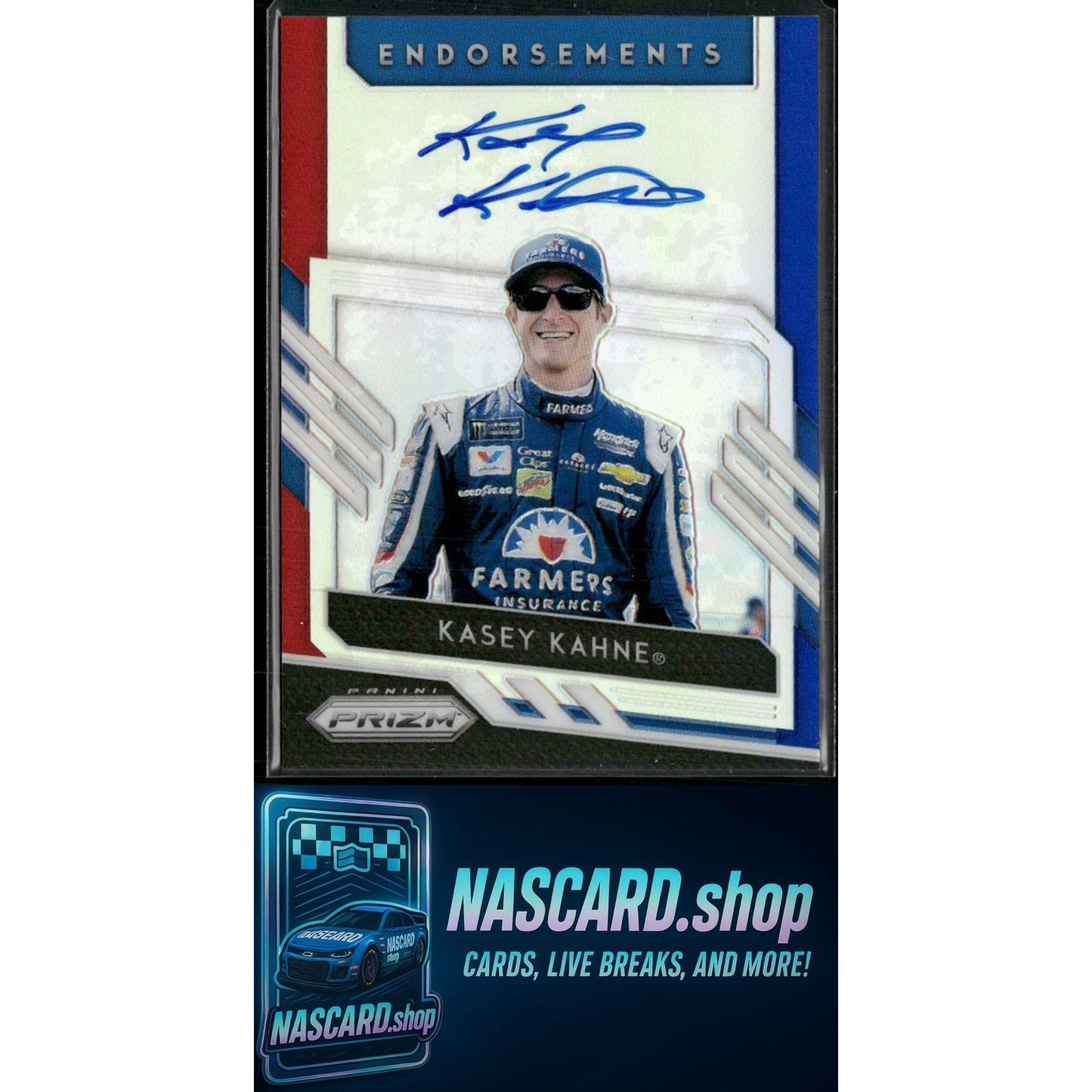 2019 Panini Prizm #E-KK Kasey Kahne Endorsements Red White and Blue Prizm