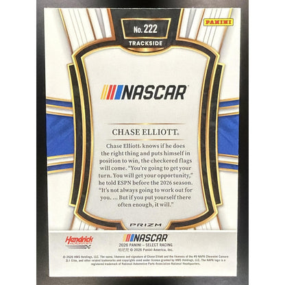 2026 Panini Select NASCAR Chase Elliott #222 Set - Trackside Zebra Prizms