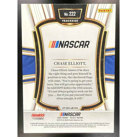 2026 Panini Select NASCAR Chase Elliott #222 Set - Trackside Zebra Prizms