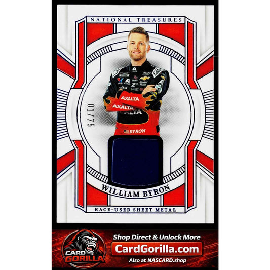 2025 Panini National Treasures William Byron Race Used Sheet Metal Blue #01/75