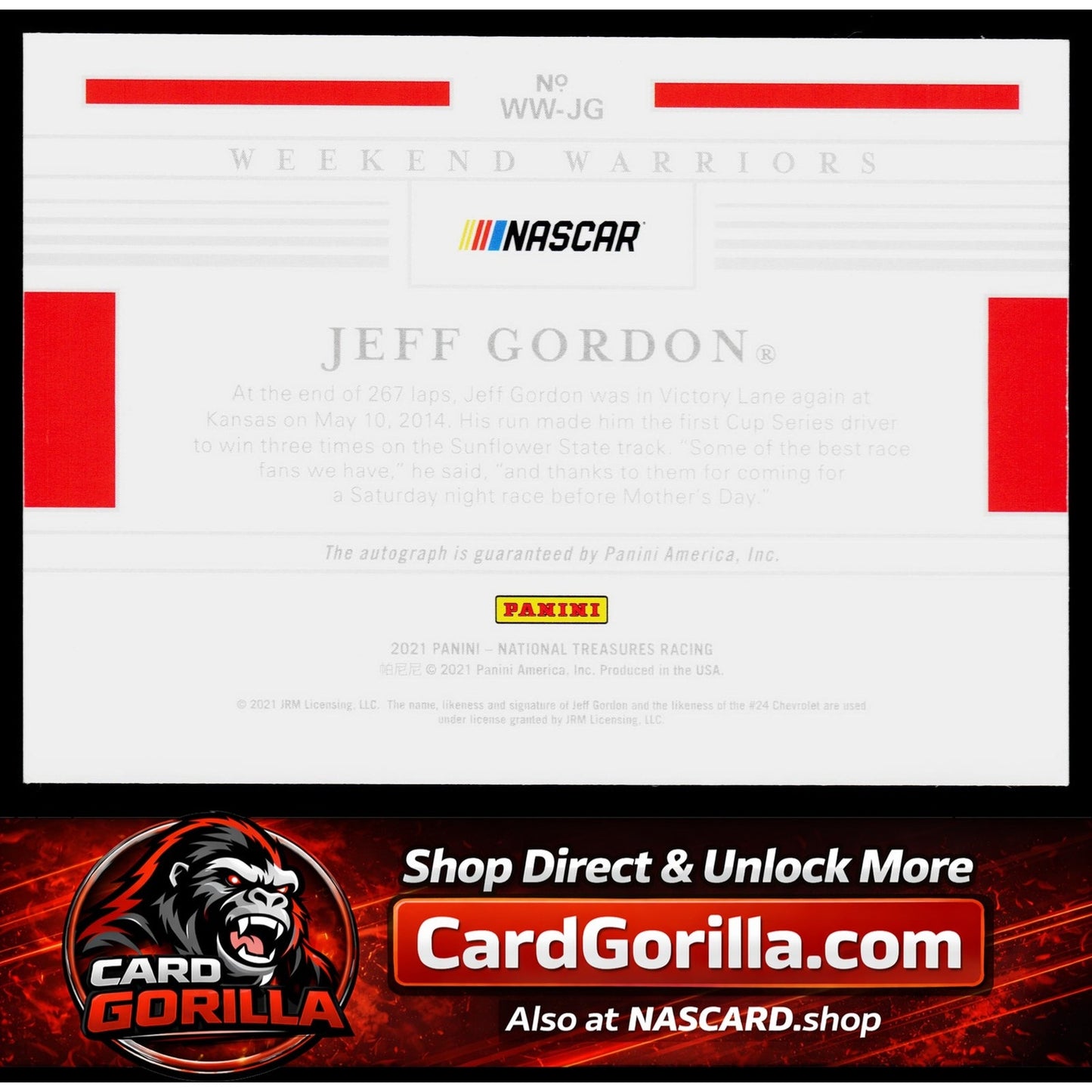 2021 Panini National Treasures #WW-JG Jeff Gordon Weekend Warriors #01/25