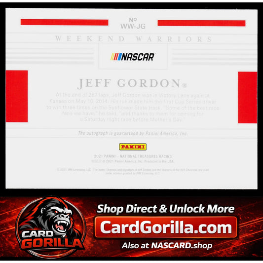 2021 Panini National Treasures #WW-JG Jeff Gordon Weekend Warriors #01/25