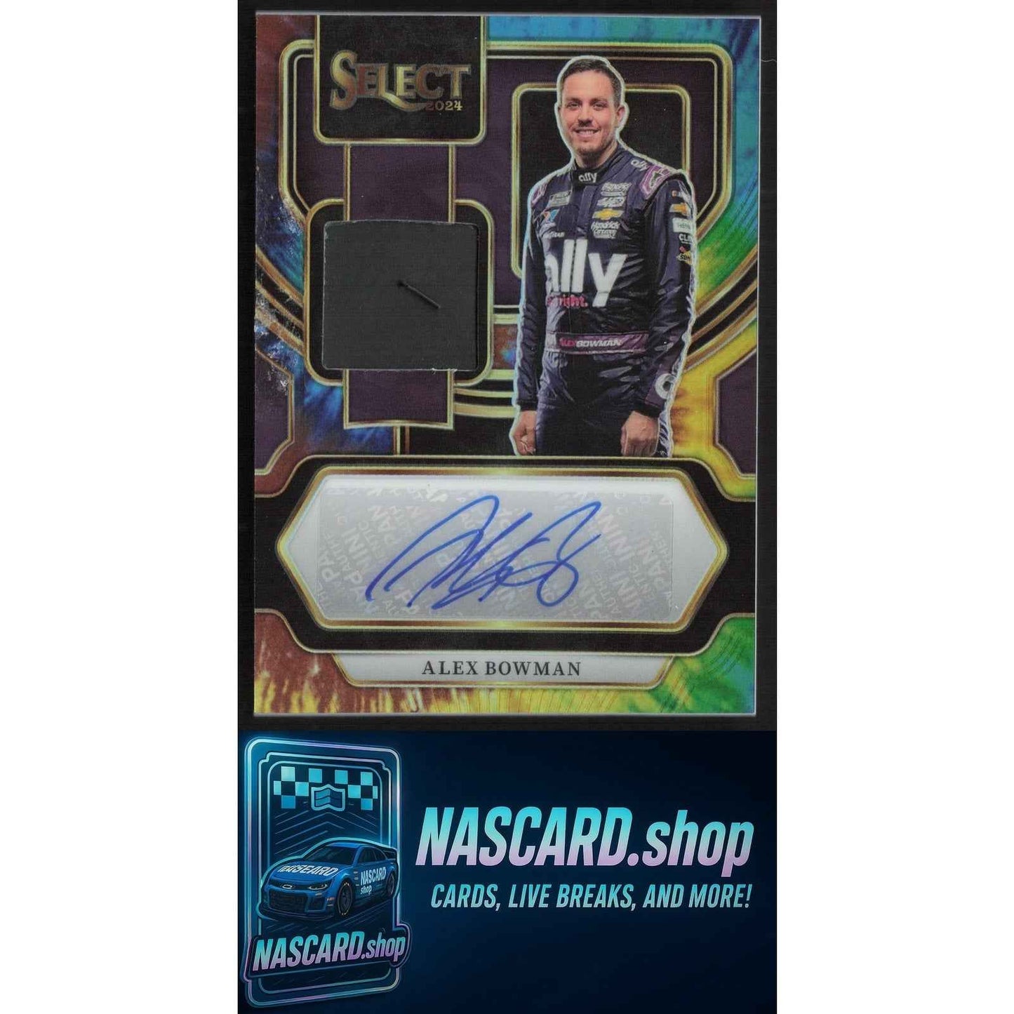 2024 Panini Select Alex Bowman Autographed Memorabilia Tie-Dye Prizms #/25