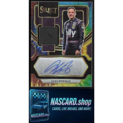 2024 Panini Select Alex Bowman Autographed Memorabilia Tie-Dye Prizms #/25