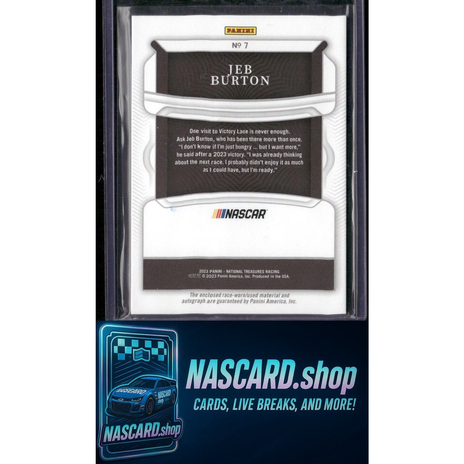 2023 Panini National Treasures #7 Jeb Burton Colossal Materials Signatures #/99 - Card Gorilla