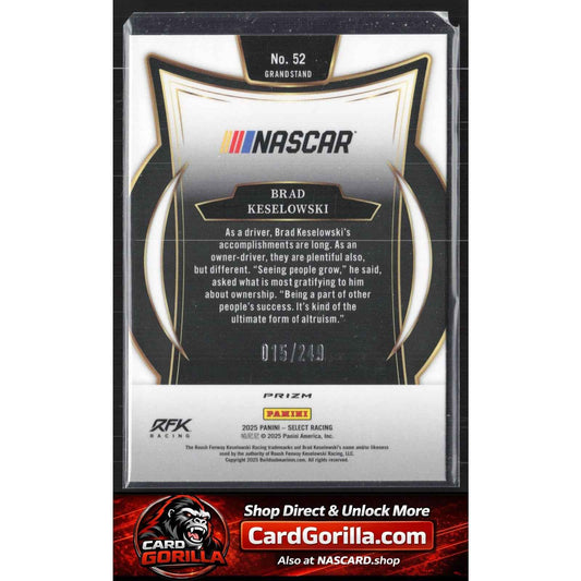 2025 Panini Select #52 Brad Keselowski Red and Blue Prizms #/249
