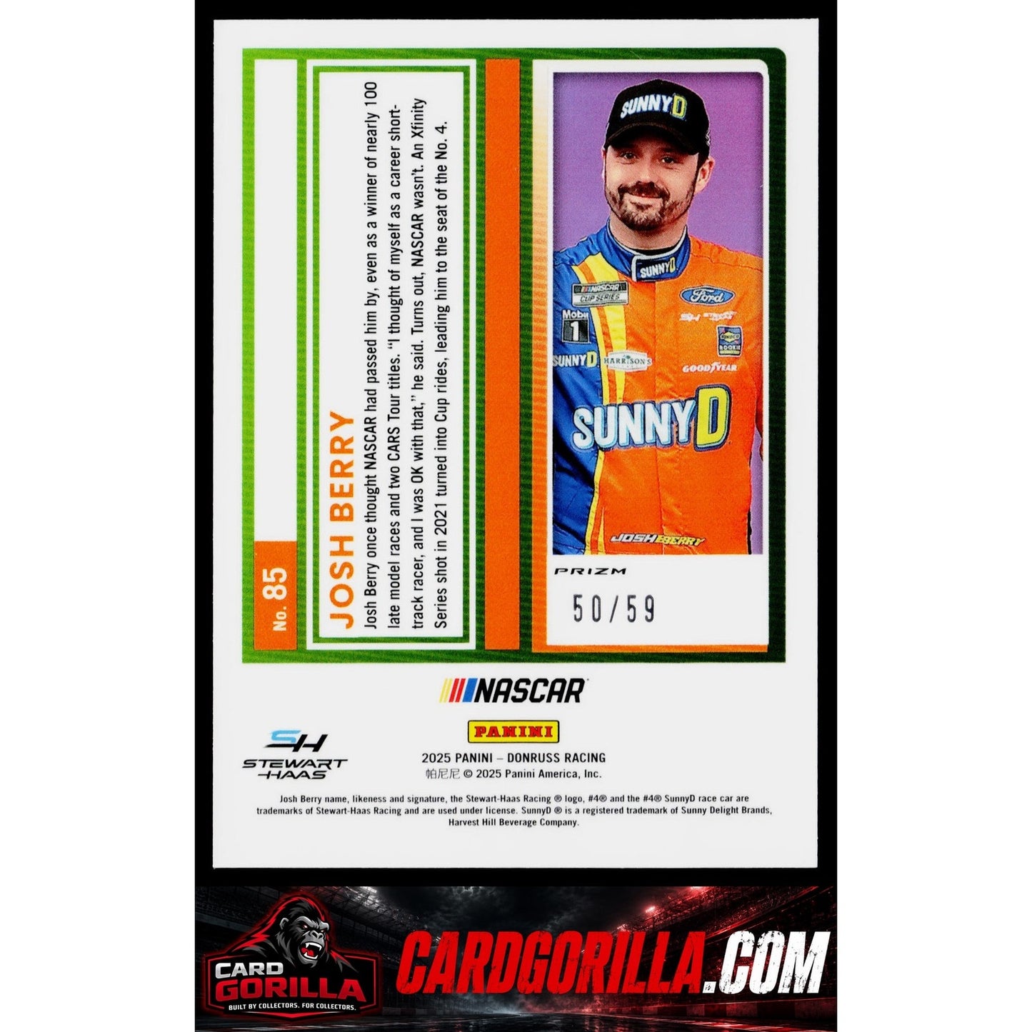 2025 Donruss #85 Josh Berry Optic Purple Velocity #/59